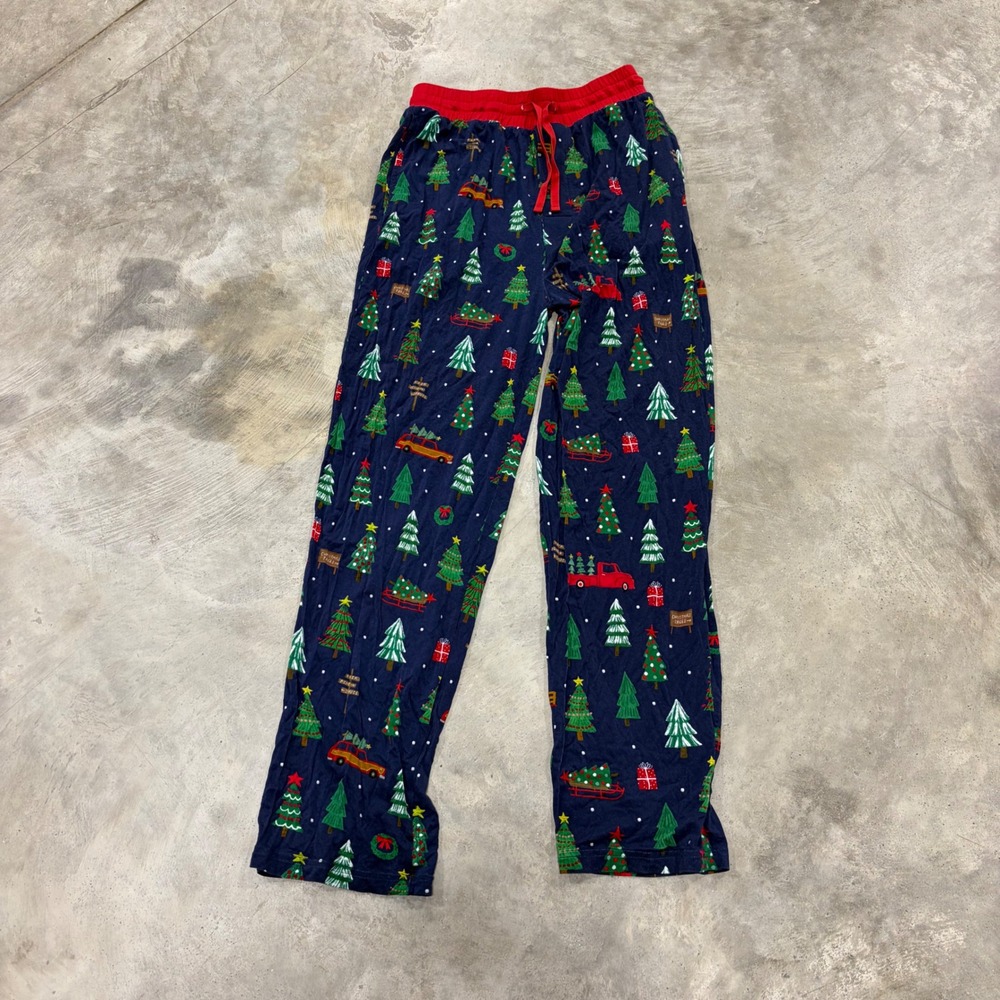 Little Sleepies Lunaluxe Bamboo Christmas Tree Pajama Pants Navy Blue XS